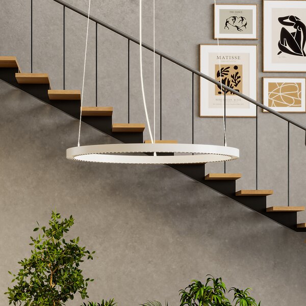 Molto Luce LED висяща лампа PERFORA PRO L, Ø 91 см, бяла, DALI, осветление нагоре/надолу,, Затъмняване, Бял, Дневна/трапезария, Алуминий, Модерен