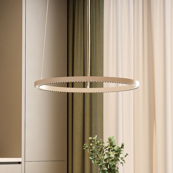 Molto Luce LED висяща лампа PERFORA PRO M, Ø 66 см, бяла, DALI, осветление нагоре/надолу,, Затъмняване, Бял, Дневна/трапезария, Алуминий, Модерен