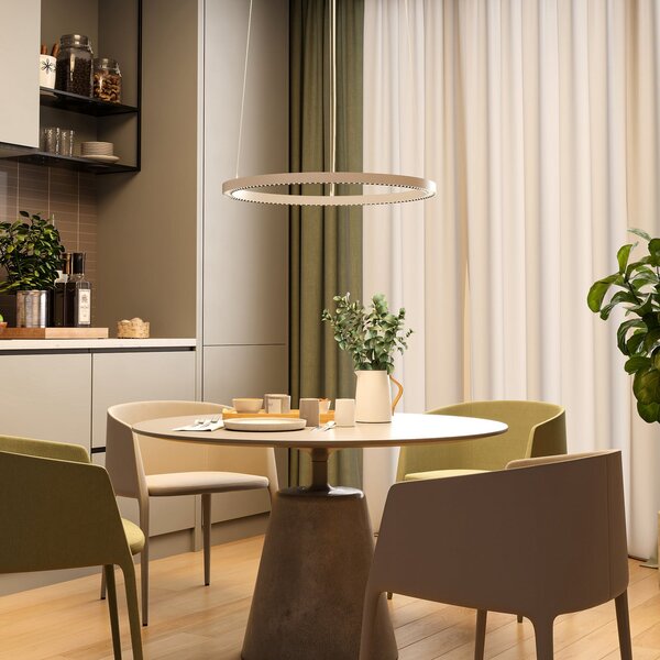 Molto Luce LED висяща лампа PERFORA PRO M, Ø 66 см, бяла, DALI, осветление нагоре/надолу,, Затъмняване, Бял, Дневна/трапезария, Алуминий, Модерен