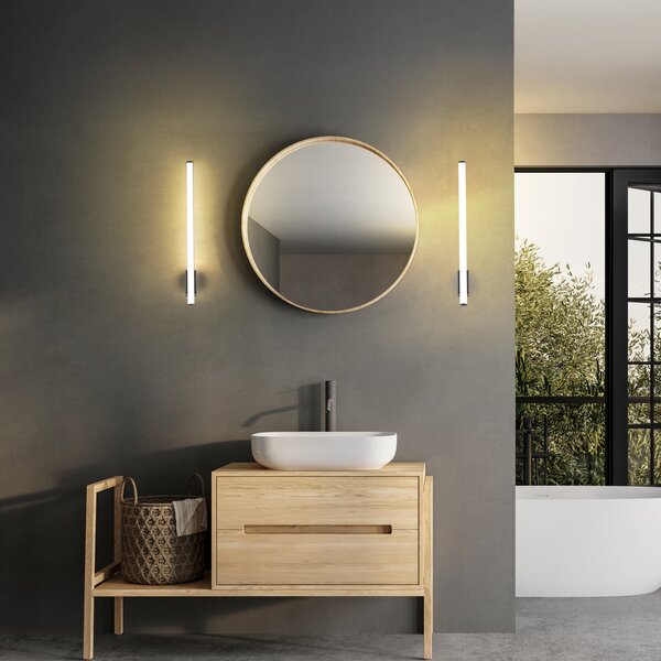 Molto Luce LED стенна лампа VINA UP M, черна, височина 60 см, IP44, CCT, Черен, Баня, Алуминий, Модерен