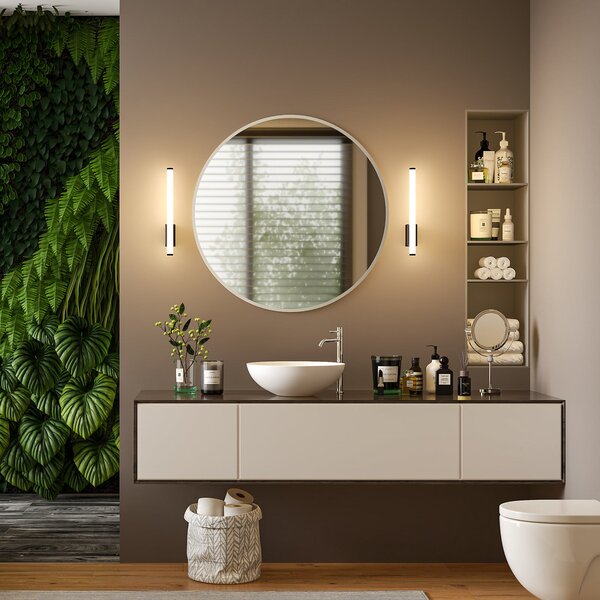 Molto Luce LED стенна лампа VINA UP S, черна, височина 40 см, IP44, CCT, Черен, Баня, Алуминий, Модерен