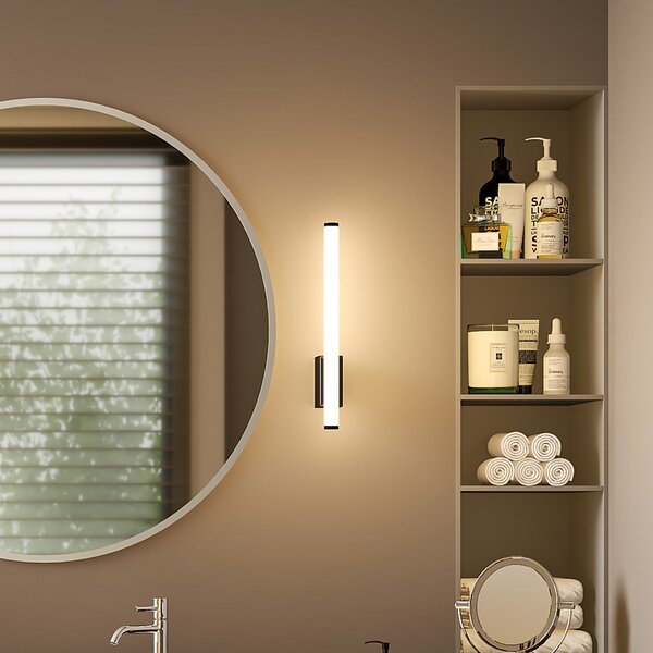 Molto Luce LED стенна лампа VINA UP S, черна, височина 40 см, IP44, CCT, Черен, Баня, Алуминий, Модерен