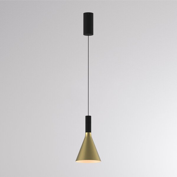 Molto Luce LED висяща лампа LORA I, месинг, Ø 15 см, с регулиране на яркостта, 40°, CCT, Затъмняване, Злато / месинг, Дневна/трапезария, Метал, Модерен