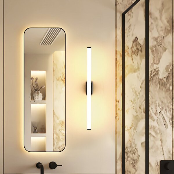 Molto Luce LED стенна лампа VINA S, черна, ширина 40 см, IP44, CCT, Черен, Баня, Алуминий, Модерен