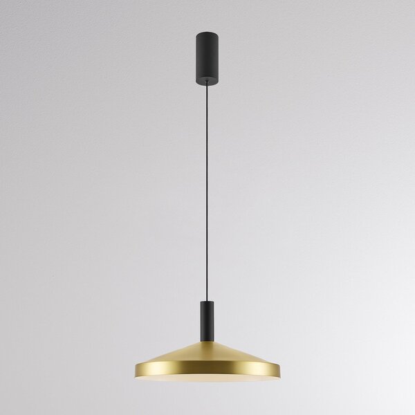 Molto Luce LED висяща лампа LORA III, месинг, Ø 36 см, с регулиране на яркостта, 40° CCT, Затъмняване, Злато / месинг, Дневна/трапезария, Метал, Модерен