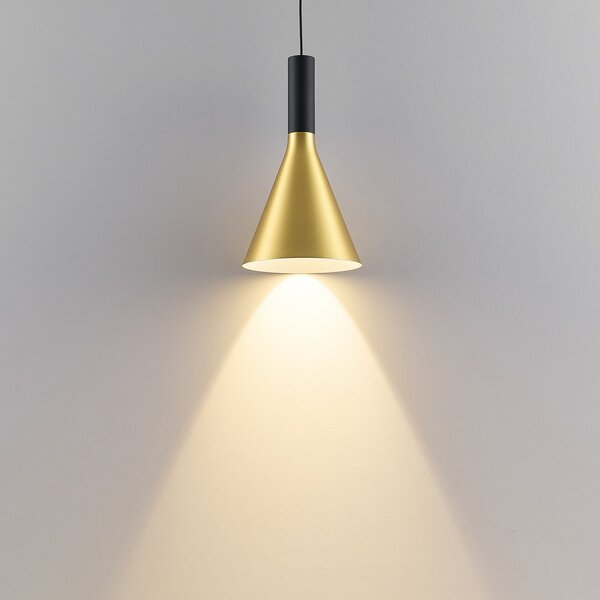 Molto Luce LED висяща лампа LORA I, месинг, Ø 15 см, 40° CCT, 3-фазна, Злато / месинг, Дневна/трапезария, Метал, Модерен, Релсова система