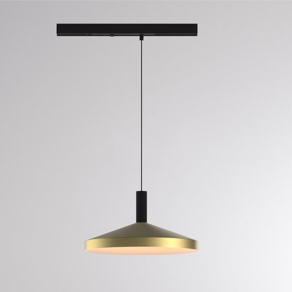 Molto Luce LED висяща лампа LORA III, месинг, Ø 36 см, 40°, CCT, 3-фазна, Злато / месинг, Дневна/трапезария, Метал, Модерен, Релсова система