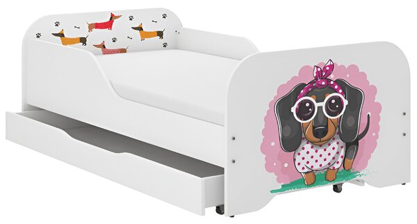 Пълно детско легло 140 x 70 cm с матрак и решетка - SWEET DOG