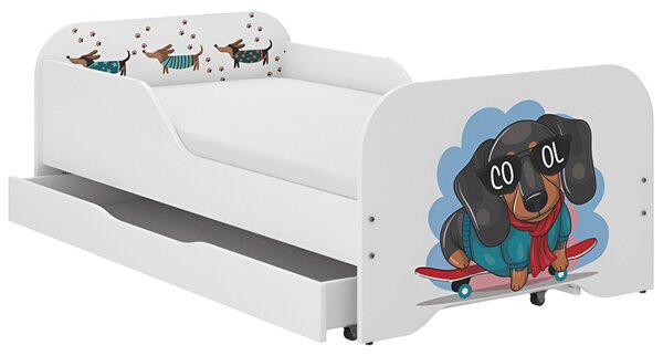 Детско легло 140 × 70 см с матрак и решетка – COOL DOG