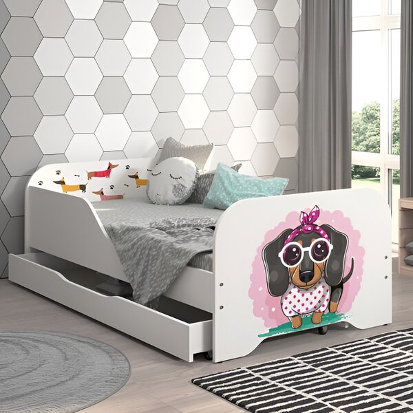 Пълно детско легло 140 x 70 cm с матрак и решетка - SWEET DOG