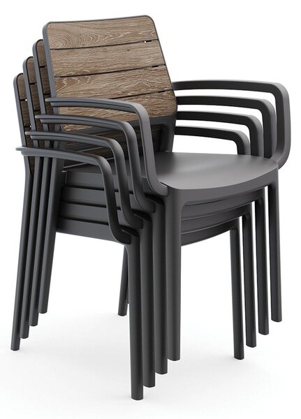 Тъмносив/тъмнокафяв пластмасов градински стол Deco Porto – Keter