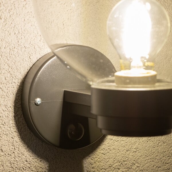 Brilagi - Външна стенна лампа със сензор HARBOR 1xE27/40W/230V IP33 черна/прозрачна
