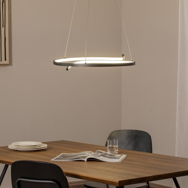 Milagro Lighting LED висяща лампа Lorenzo, метал, черна, 4000 K, Черен, Дневна/трапезария, Метал, Модерен