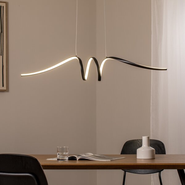 Milagro Lighting LED висяща лампа Loop, метал, черно-хром, 4000 K, Черен, Дневна/трапезария, Метал, Модерен