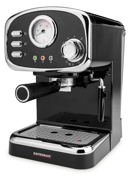 Еспресо машина Gastroback Basic 42615, 1100W, 15 bar, 1.25 l, Затопляне на чаши, Подвижни части, Порт-филтър, Черен