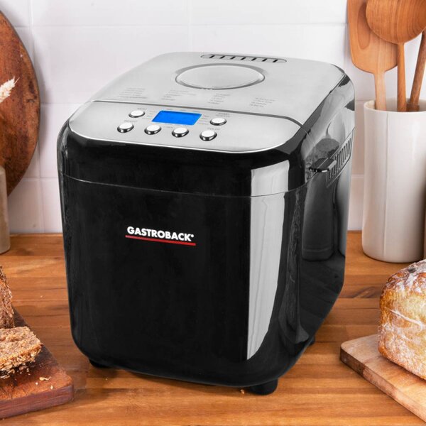 Хлебопекарна Gastroback Design Pro 42822, 500W, 500-750-1000 гр, 19 програми, Незалепващ съд, 7 вида хляб, 3 нива на изпичане, Черен