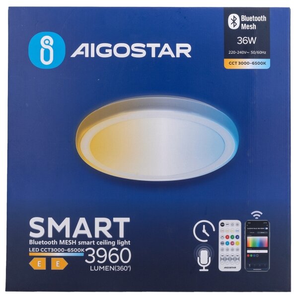 Aigostar - LED таванно осветително тяло LED/36W/230V + дистанционно управление