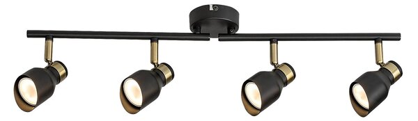 RABALUX Lilou, indoor matte black + gold metal ceiling lamp, GU10 4xMAX25W, shade: D5,5cm, lamp: L70cm, H18cm, installation diam