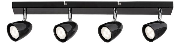 RABALUX Perico, indoor ceiling lamp, black metal lamp with black plastic shade, GU10 4xMAX5W, L60cm, D7cm, H15cm, without bulb