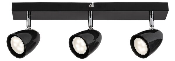 RABALUX Perico, indoor ceiling lamp, black metal lamp with black plastic shade, GU10 3xMAX5W, L43cm, D7cm, H15cm, without bulb