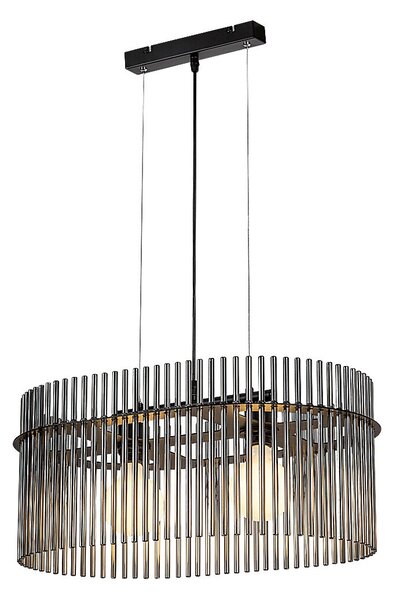 RABALUX Inesa, indoor pendant lamp, matte black metal lamp with tinted colour glass shade, E27 2xMAX40W, L60x40cm, height adjust