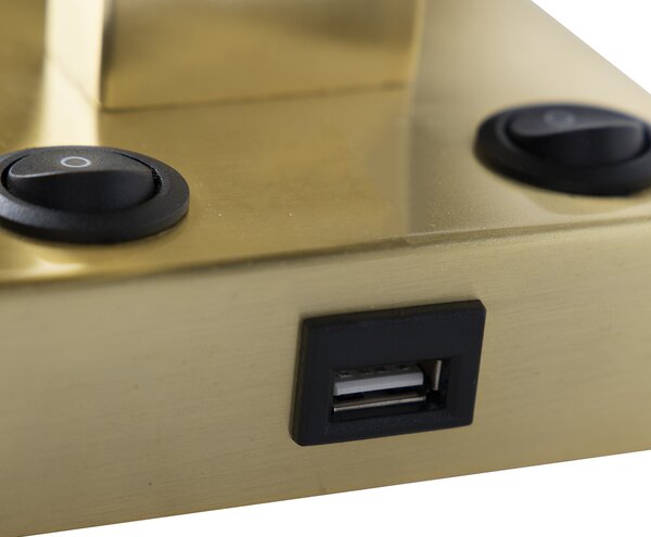 Интелигентна стенна лампа златиста с USB и черен абажур с WiFi A60 - Brescia