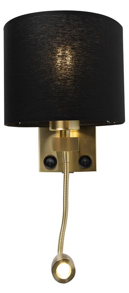 Интелигентна стенна лампа златиста с USB и черен абажур с WiFi A60 - Brescia