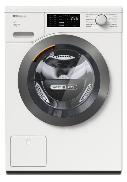 Пералня със сушилня Miele WTD160 WCS, клас A/D, 8 кг. капацитет на пералня/5 кг. на сушилня, 1500 оборота в минута, 59.6 cm ширина, PerfectCare, AddLoad, отложен старт, бяла