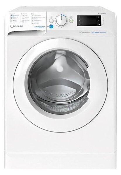 Перална машина Indesit BWE 81295X WV EE, клас B, 8 кг. капацитет, 1200 оборота в минута, 16 програми, свободностояща, 60cm ширина, Push&Go, бяла
