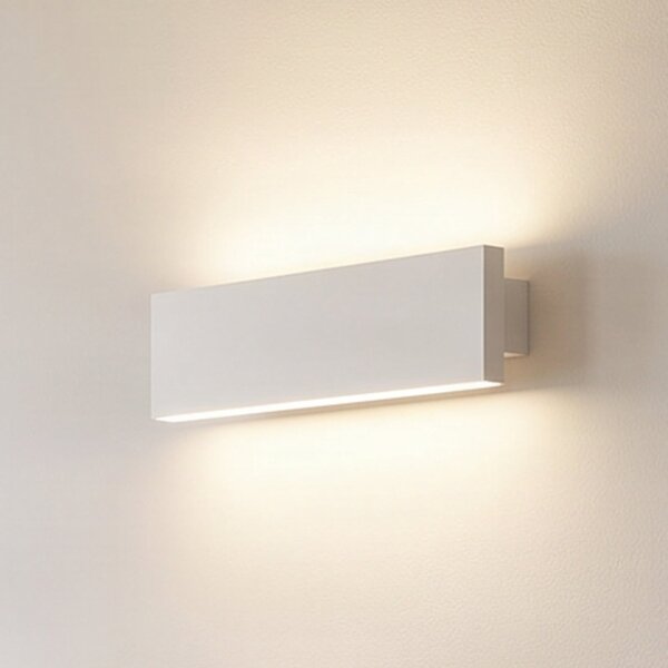 Lindby Ignazia LED стенен осветител, 28 cm, бял, метал, нагоре/надолу, Затъмняване, Бял, Дневна/трапезария, Метал, Модерен