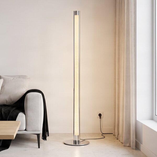 Lindby LED лампа Hadis, RGB, дистанционно управление, бяла, 120 cm, Затъмняване, Металик, Дневна/трапезария, Пластмаса, Модерен