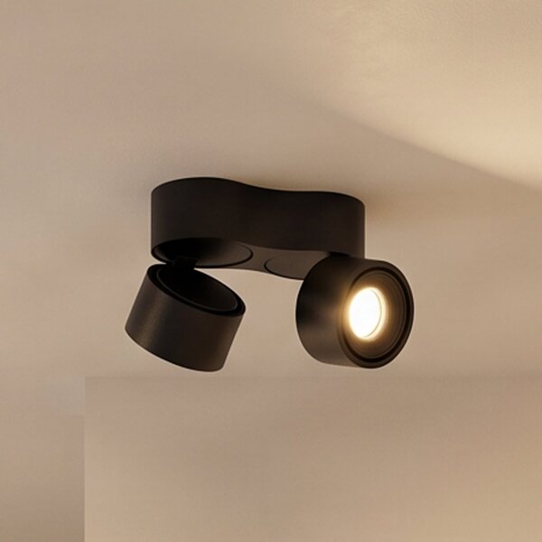 Arcchio LED тавански прожектор Rotari, 1240lm, 2-крилен, черен, Затъмняване, Черен, Дневна/трапезария, Алуминий, Модерен