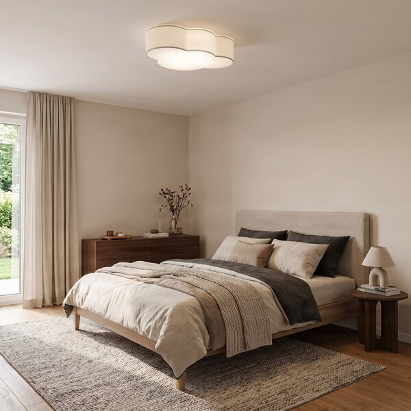 TK Lighting Светлина за таван Cloud, бяла, текстилна, дължина 62 cm, E27, 4 светлини., Затъмняване, Бял, Дневна/трапезария, Плат / текстил, Млад живот