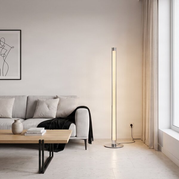 Lindby LED лампа Hadis, RGB, дистанционно управление, бяла, 120 cm, Затъмняване, Металик, Дневна/трапезария, Пластмаса, Модерен