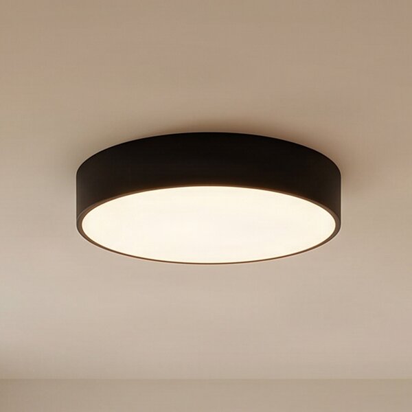 TEMAR LIGHTING Таванна лампа Cleo 400, черна, сензор, IP20, Ø 40 cm, метал, Черен, Дневна/трапезария, Метал, Модерен
