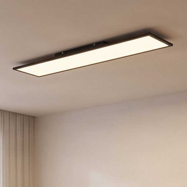 Lindby LED панел Lamin, черен, 120cm, CCT, с възможност за димиране,, Затъмняване, Черен, Дневна/трапезария, Метал, Модерен