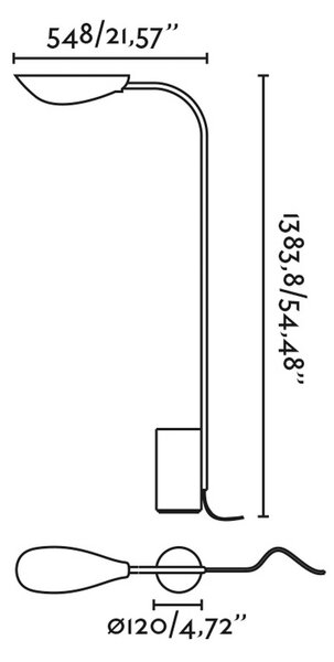 Подова лампа Liggera, черна, стомана, височина 138,3 cm