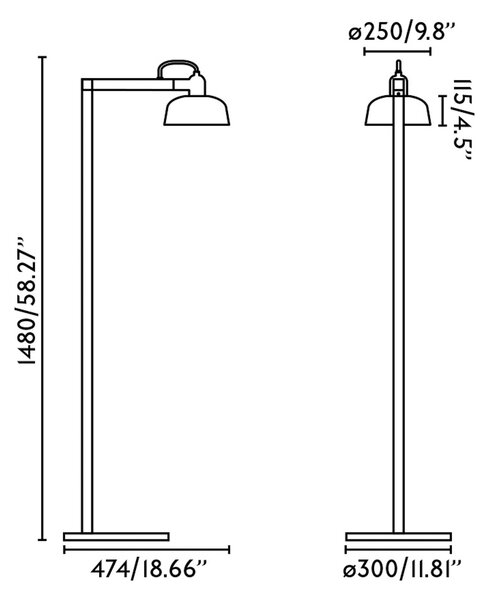 Подова лампа Tatawin, черна, стомана/стъкло, височина 148 cm