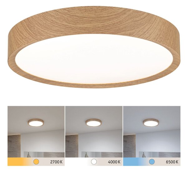 Paulmann Tega LED таванска лампа IP44 CCT дърво, Дърво, Баня, Пластмаса, Модерен