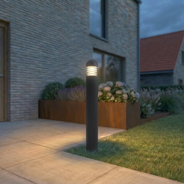Lucande LED осветление за пътеки Skagena, антрацит, височина 90 cm, IP54, Черен, Алуминий, Модерен
