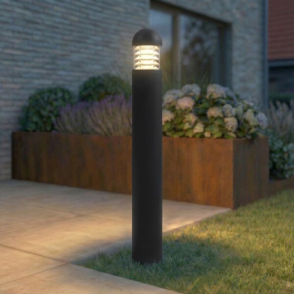 Lucande LED осветление за пътеки Skagena, антрацит, височина 90 cm, IP54, Черен, Алуминий, Модерен