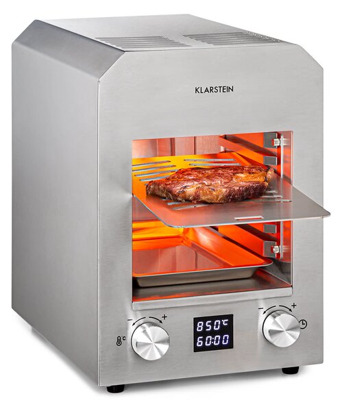 Klarstein Hannibal високотемпературен грил за вътрешна употреба 2.200W 850°C неръждаема стомана сребърен
