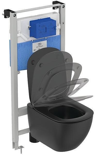 Tesi Silk Black AquaBlade WC комплект за вграждане, черен мат, с бутон Oleas P1