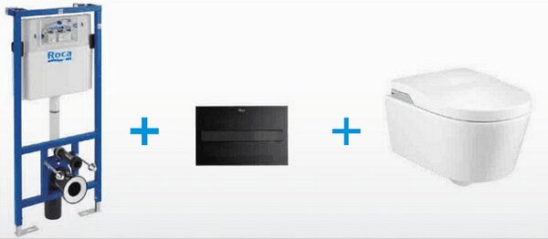 Wc комплект за вграждане ROCA /Inspira In-Wash®, Rimless+структура Duplo+бутон/