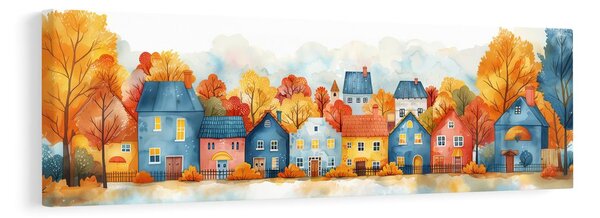 Картина на платно – Есенно селце с къщички