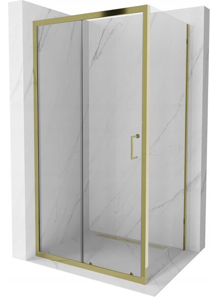 Mexen Apia плъзгаща се душ кабина 125 x 90 см, прозрачна, златна - 840-125-090-50-00