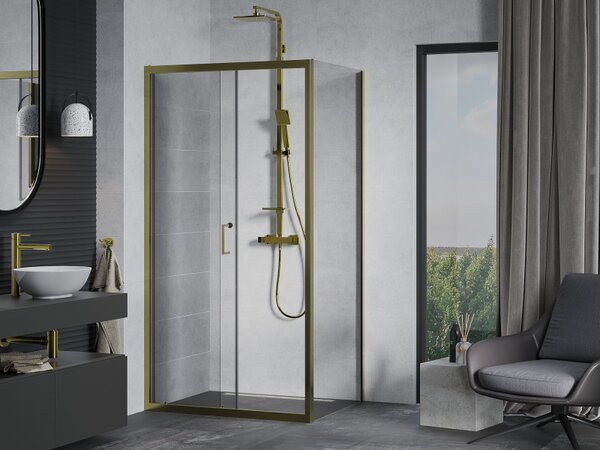 Mexen Apia плъзгаща се душ кабина 125 x 90 см, прозрачна, златна - 840-125-090-50-00