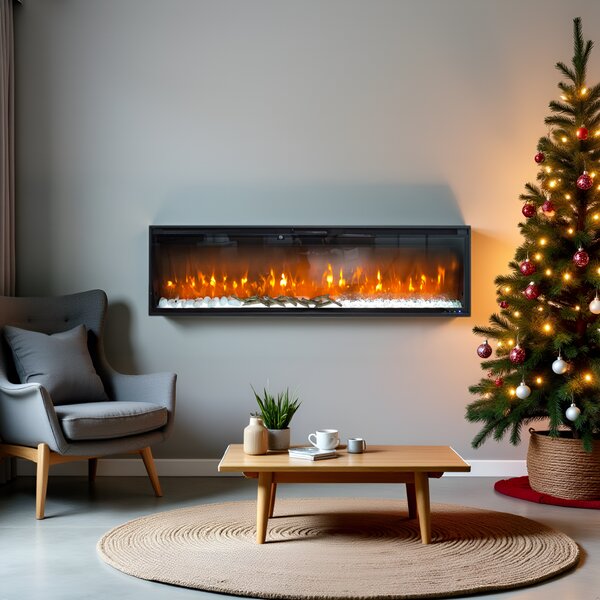 Eлектрическа камина за стена ElectricSun VERSALYS среден, на стена, cвободно стоящ или за вграждане, със звук, 10 цвята, WI-FI връзка с приложение, L1