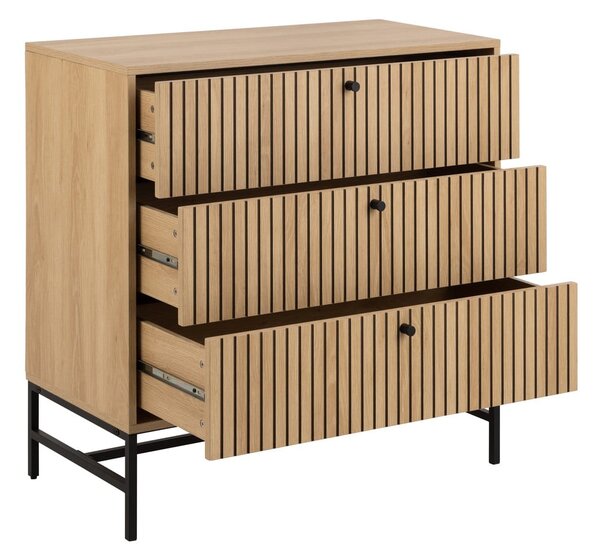 Скрин от дъбов декор в естествен цвят 81x80x40 cm Albany – Actona