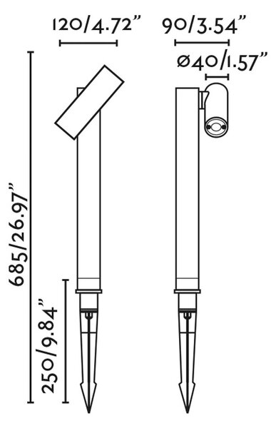 Spy LED лампа с шипове, тъмно сива, алуминий, височина 68,5 cm